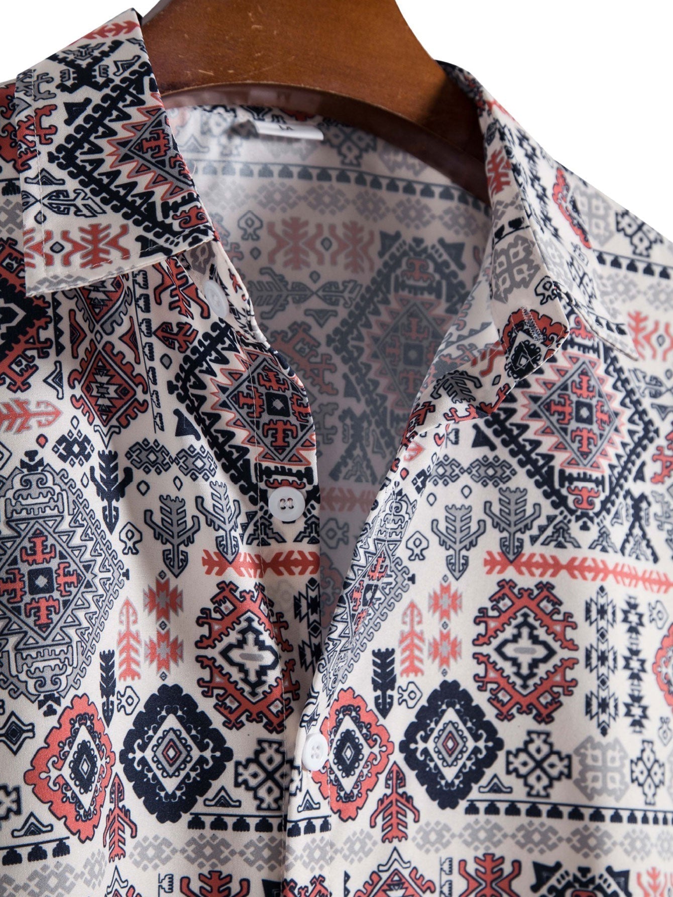 Overhemd met knopen en Azteekse geometrieprint