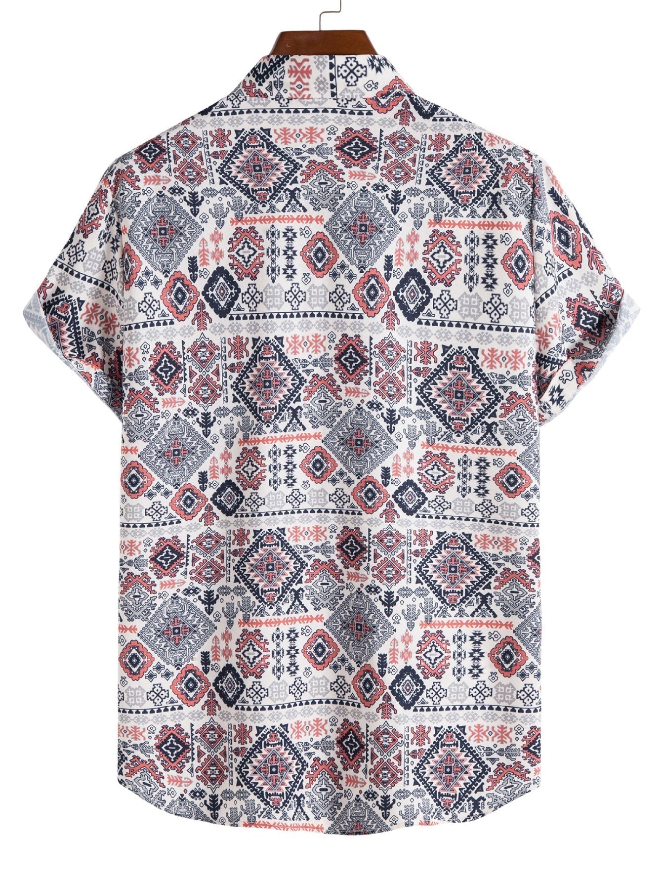 Overhemd met knopen en Azteekse geometrieprint