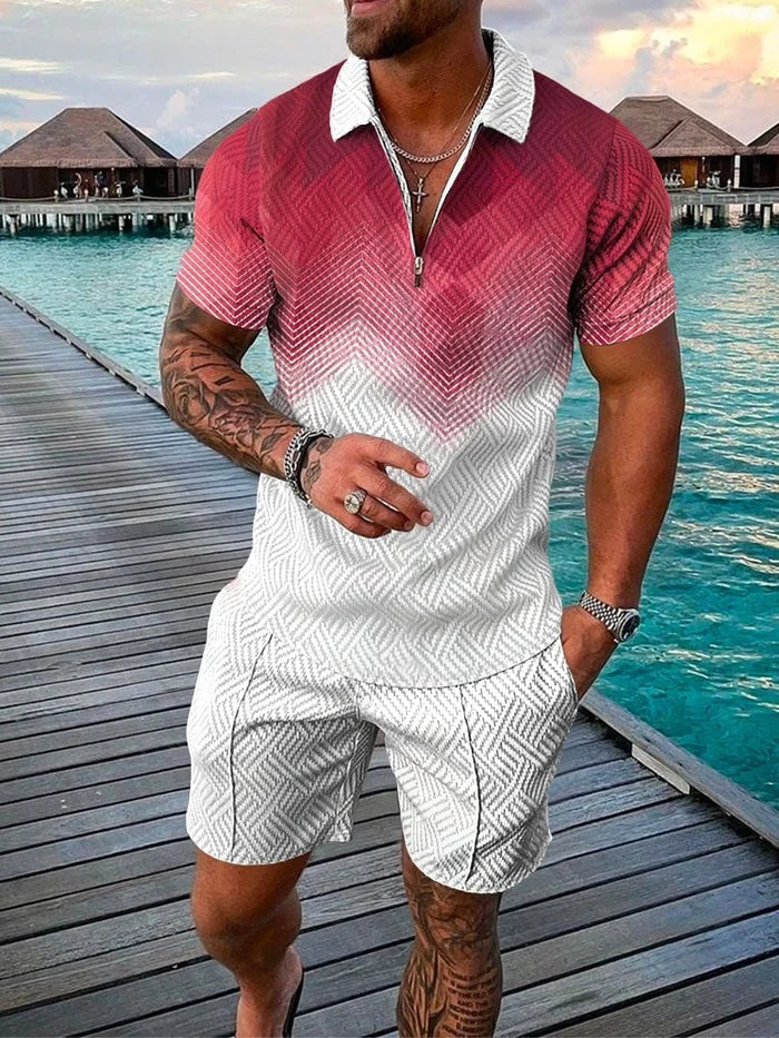 Seaside Pink Polo Shirt And Shorts Co-Ord